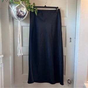 STATE Black Satin Slip Maxi Skirt